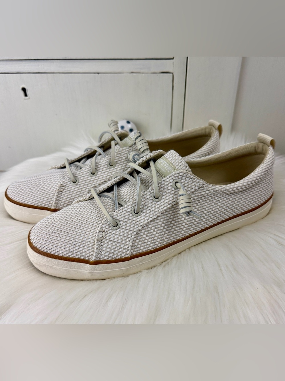 Sperry Cream Woven texture Memory Foam Slip-On Sneakers 10